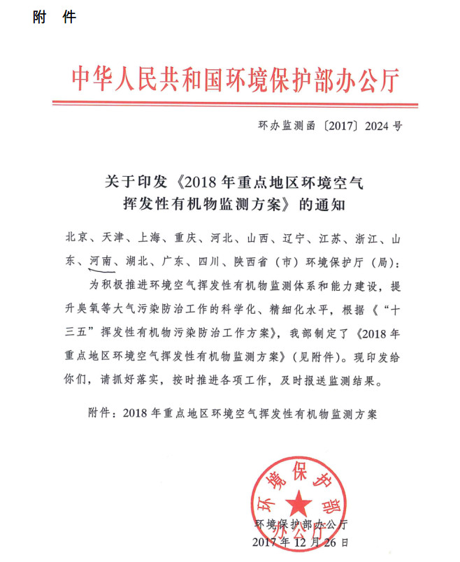 環(huán)境部新發(fā)布：2019年地級(jí)及以上城市環(huán)境空氣揮發(fā)性有機(jī)物監(jiān)測(cè)方案，附2018年方案要點(diǎn)對(duì)比